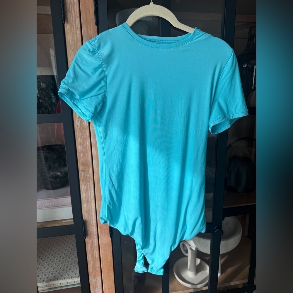 Smoothez by Aerie bodysuit short sleeve tee top seamless buttery skims turquoise